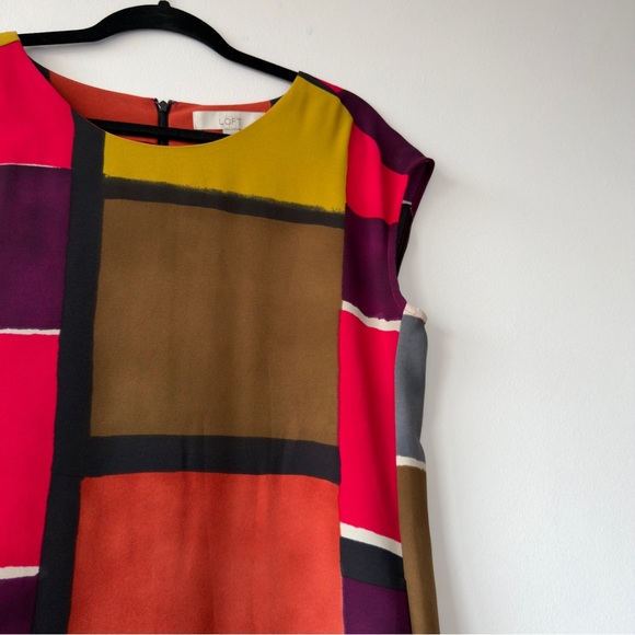 Colorblock Shift Dress in Pink, Yellow & Brown Loft - Picture 4 of 15